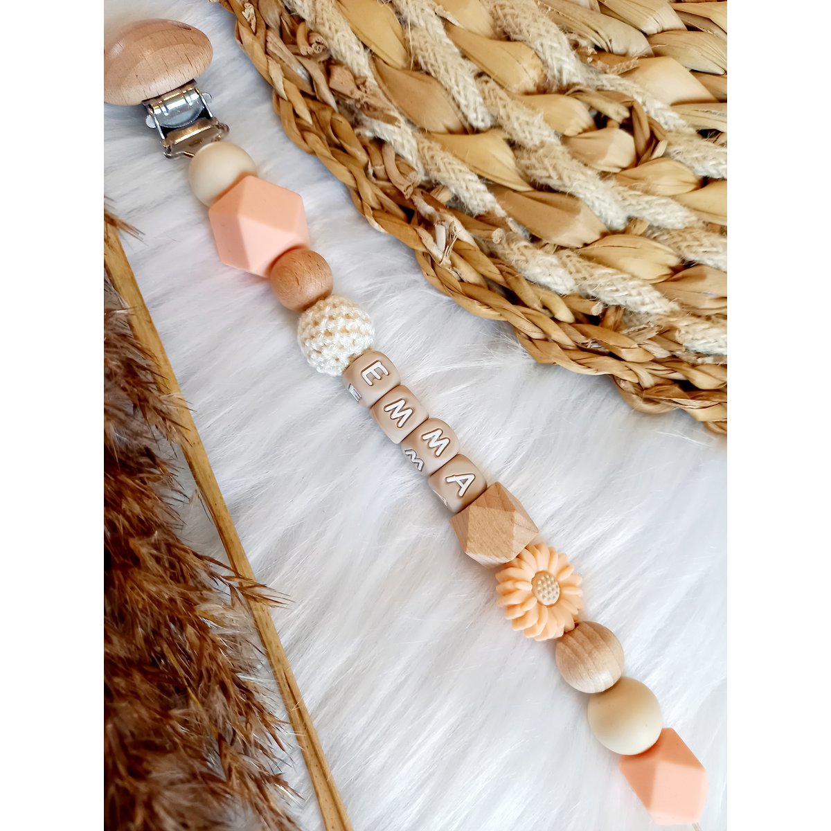 Speenkoord met naam Daisy Peach