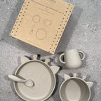 Lykke siliconen dinerset 4-pack Giraffe-Cobblestone