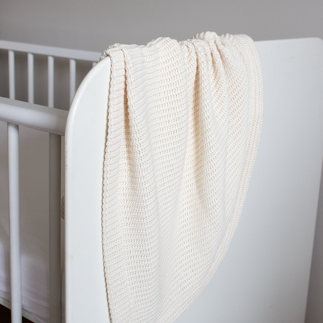 Wieg-/ledikant deken big knit natural