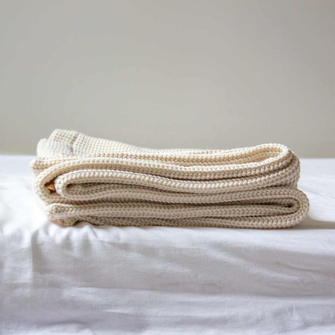 Wieg-/ledikant deken big knit natural